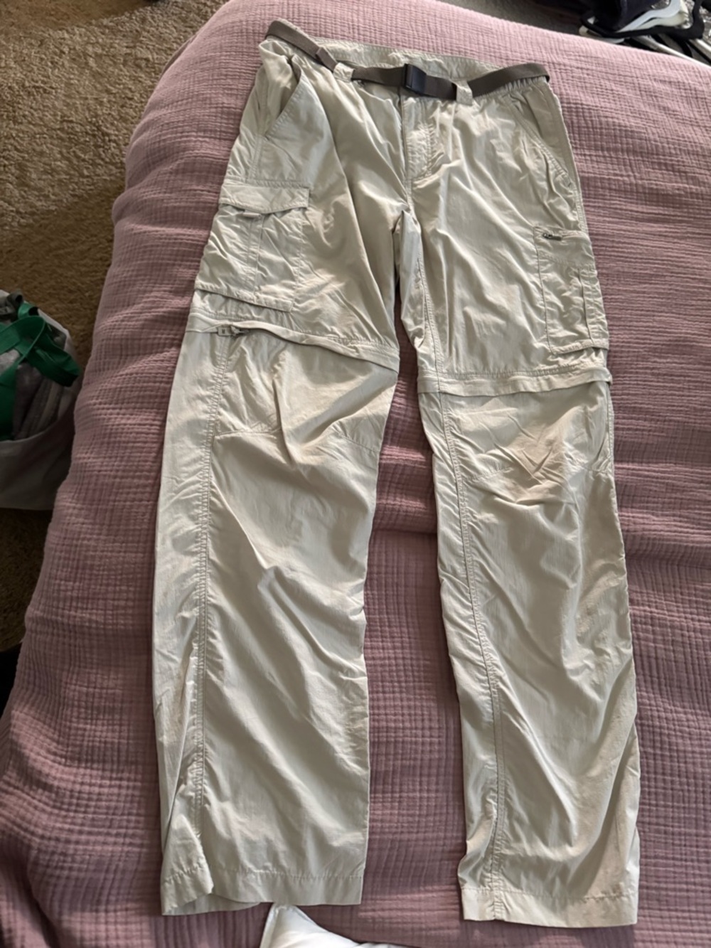 Columbia Men's Lightweight Convertible Cargo Hiking Pants - Cream